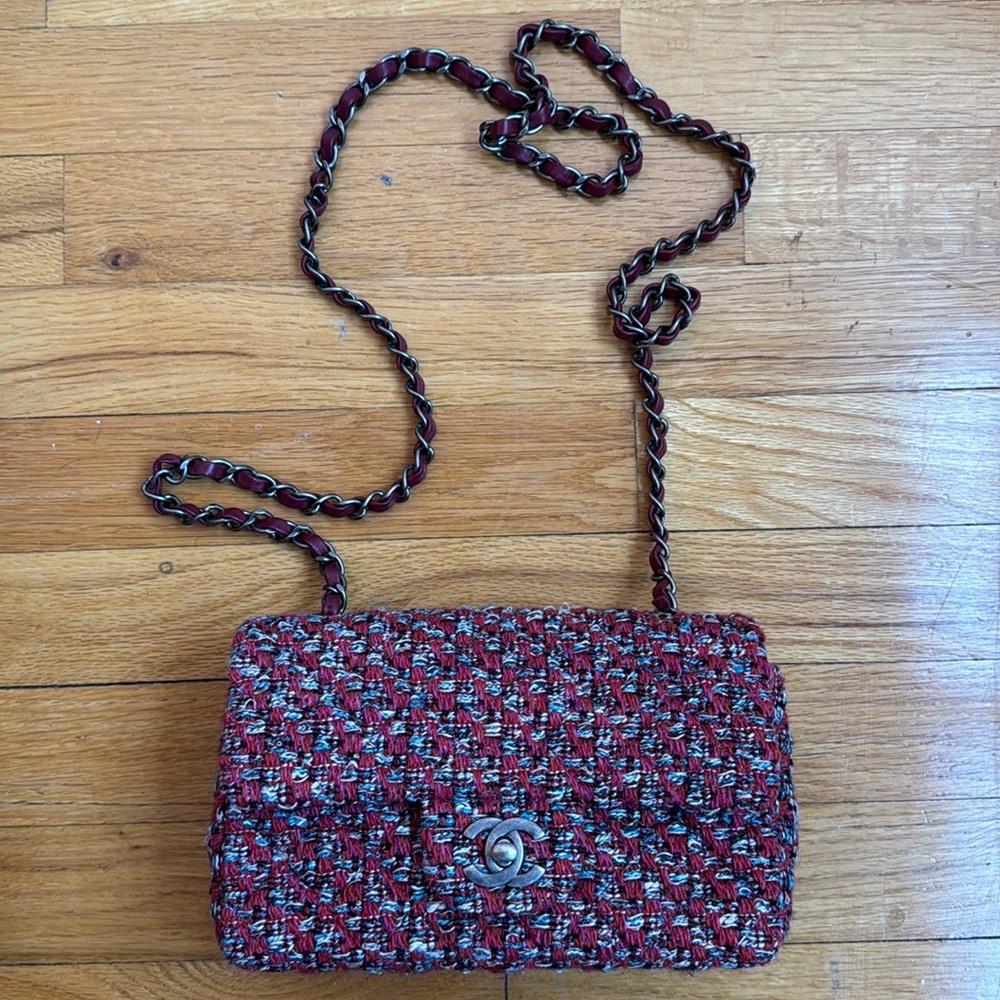 Chanel mini flap tweed excellent used condition